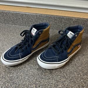 Vans Off The Wall Sk8-Hi Mens Sz 6.5 Blue/Brown Suede/Canvas Skate Shoe Reynolds